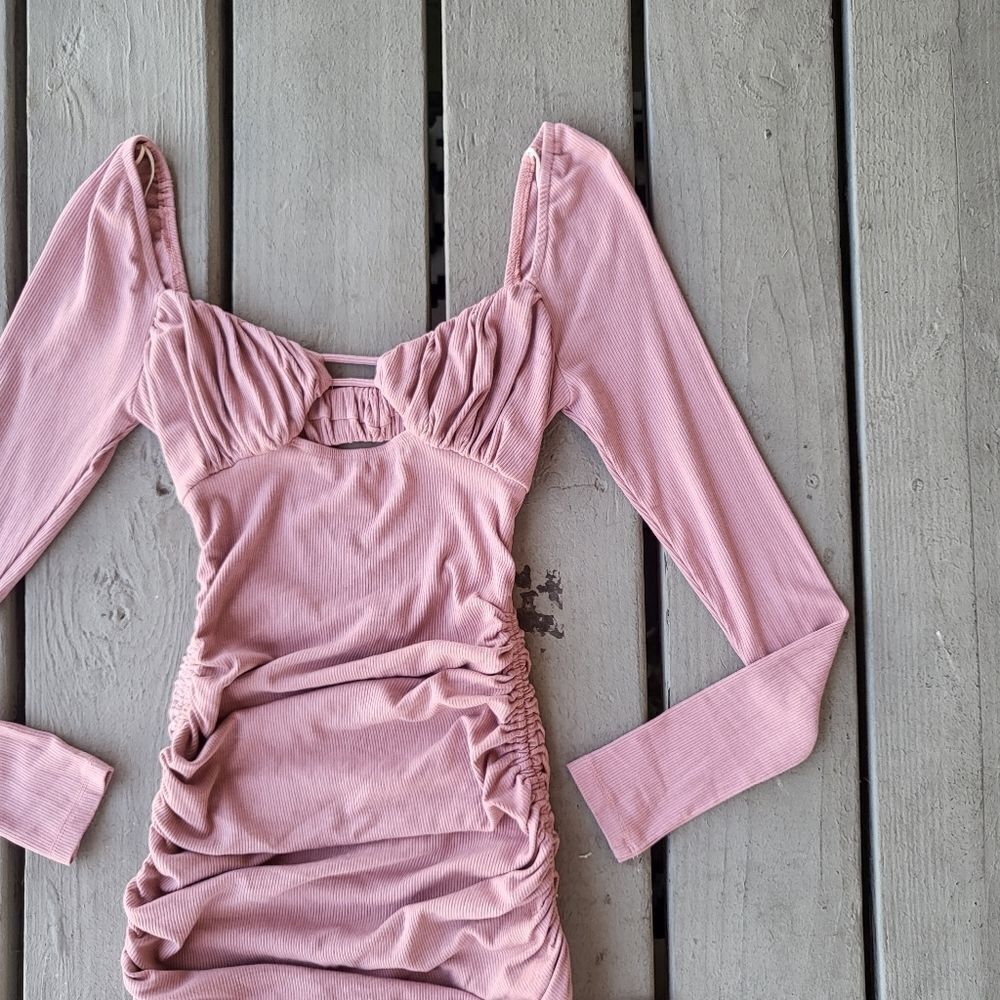 Princess Polly Erase Me Ruched Bodycon Dress Mini Long Sleeve Ribbed Pink 2US‎ - Picture 8 of 10